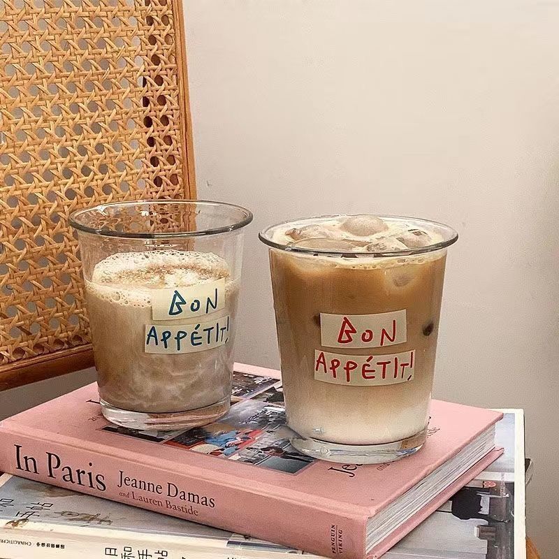 French Script Handwritten Glass Cup