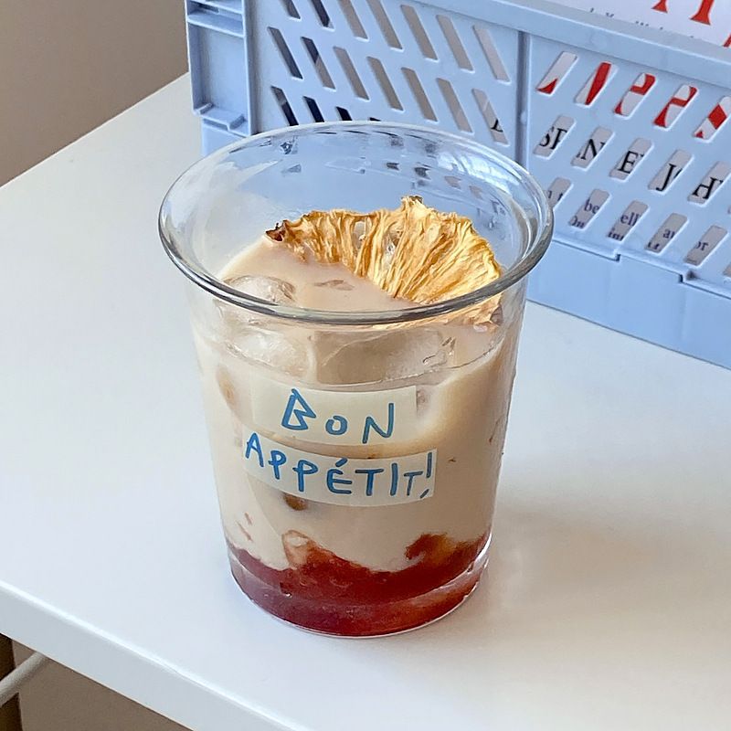 French Script Handwritten Glass Cup