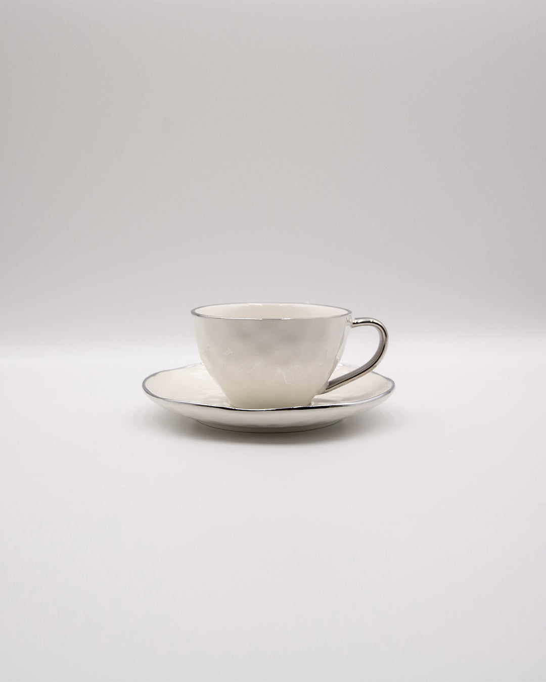 Silver Rim Textured Coffee Cup Set