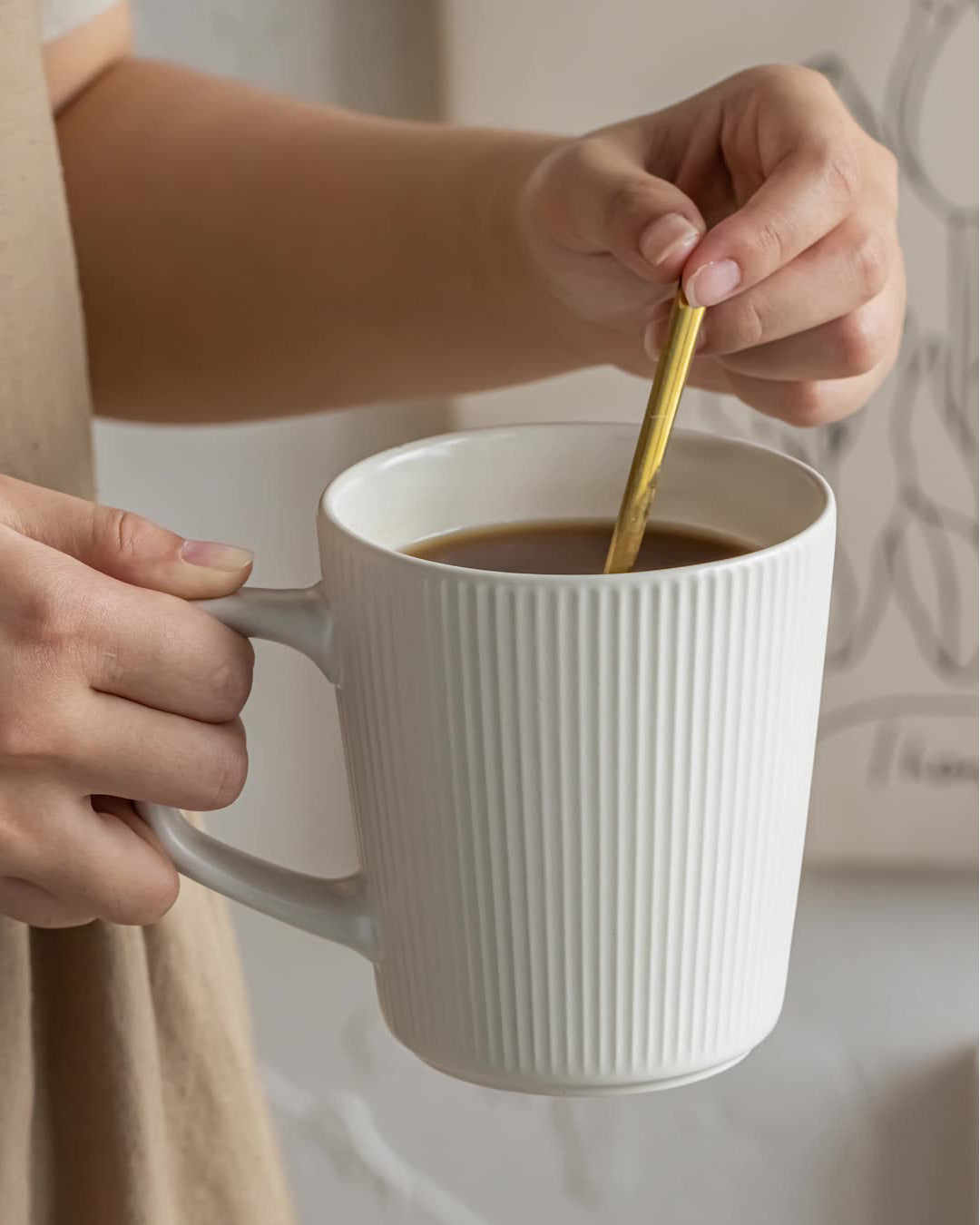 Embossed Ceramic Coffee Mug