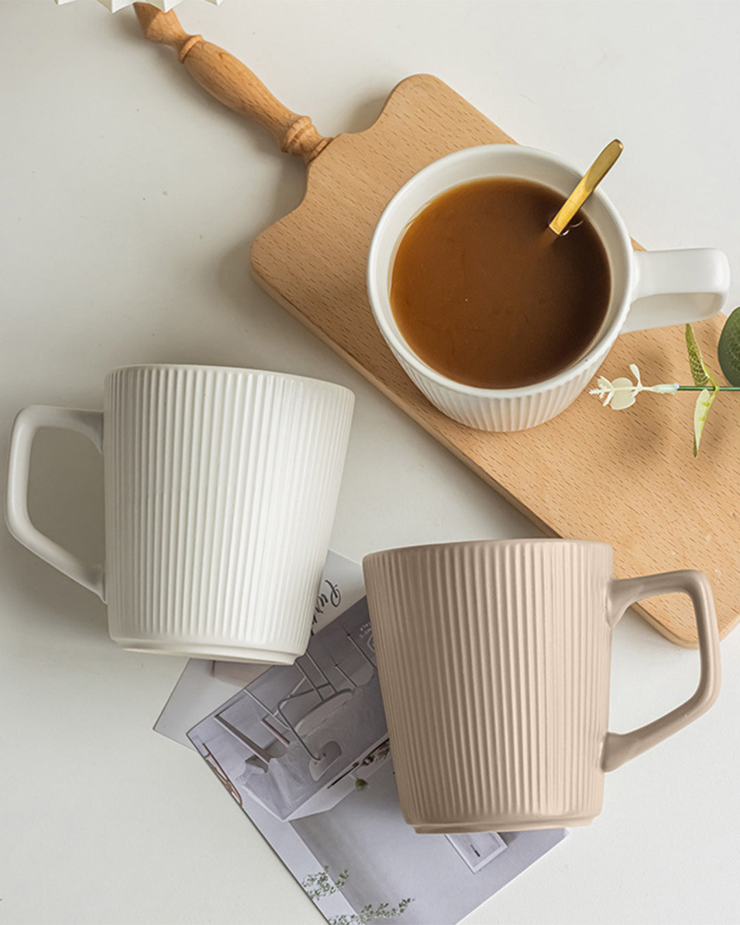 Ribbed Ceramic Coffee Mug