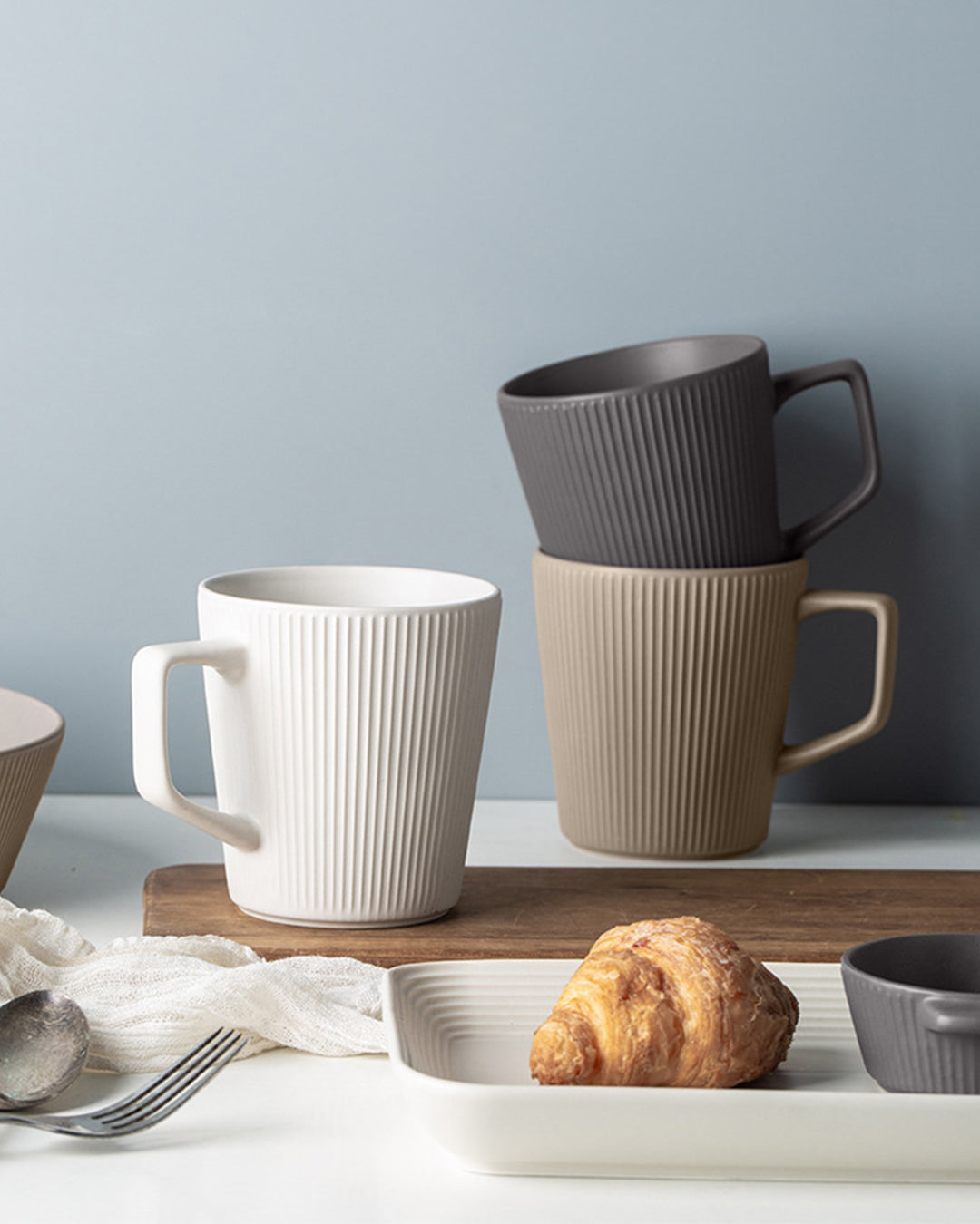 Ribbed Ceramic Coffee Mug