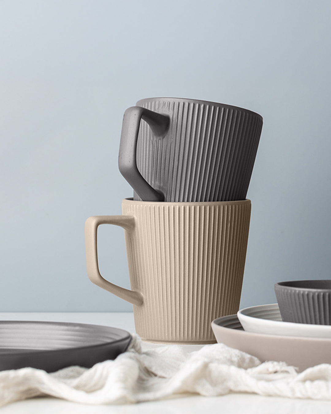 Ribbed Ceramic Coffee Mug