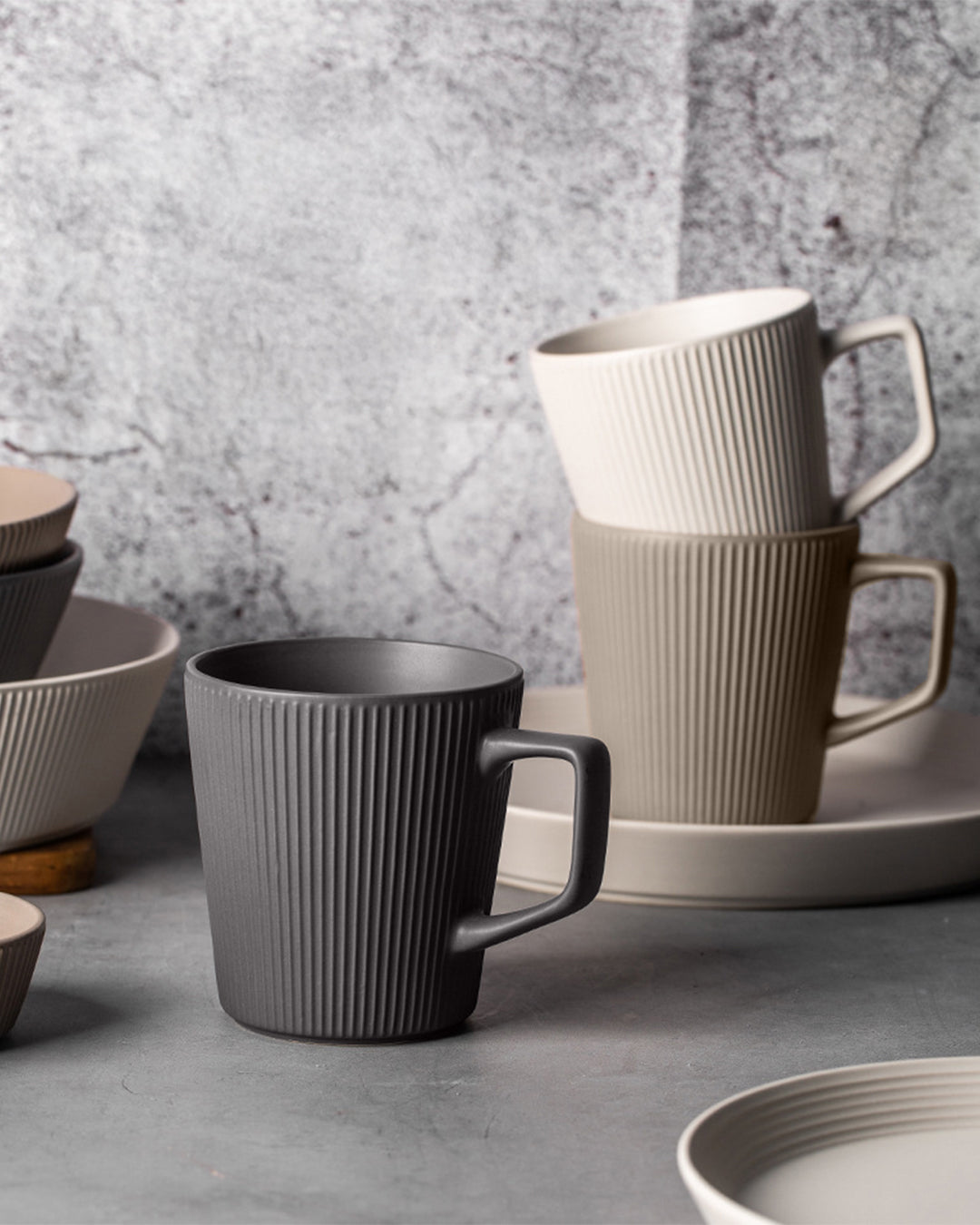 Ribbed Ceramic Coffee Mug