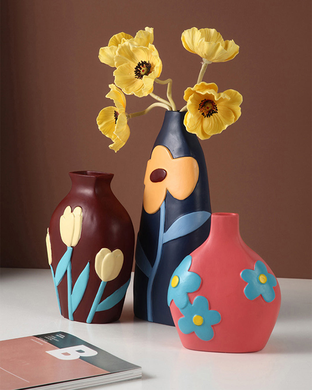 Hand-Painted Floral Ceramic Vase