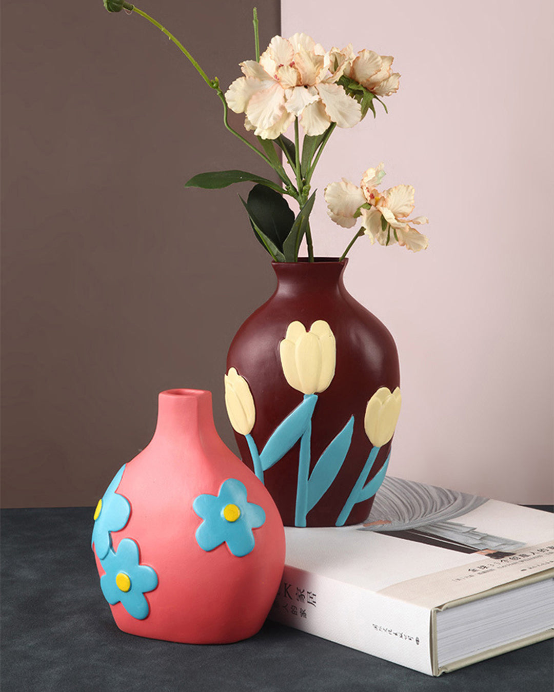 Hand-Painted Floral Ceramic Vase