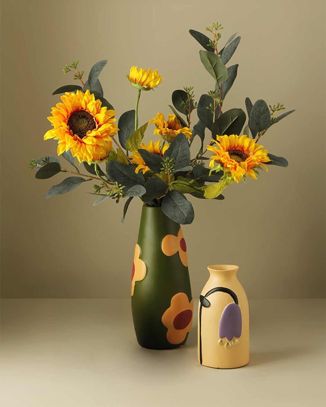 Hand-Painted Floral Ceramic Vase