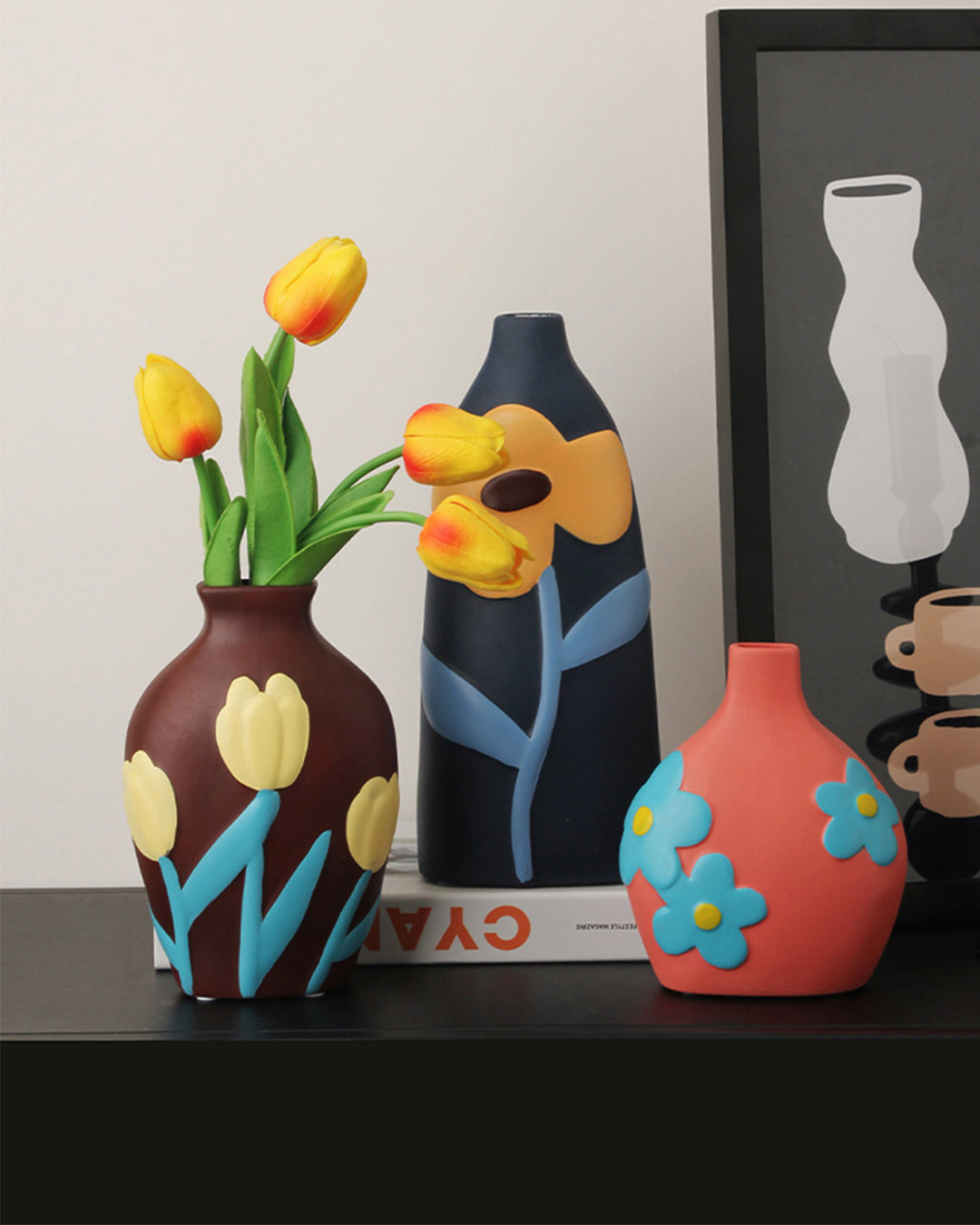 Hand-Painted Floral Ceramic Vase