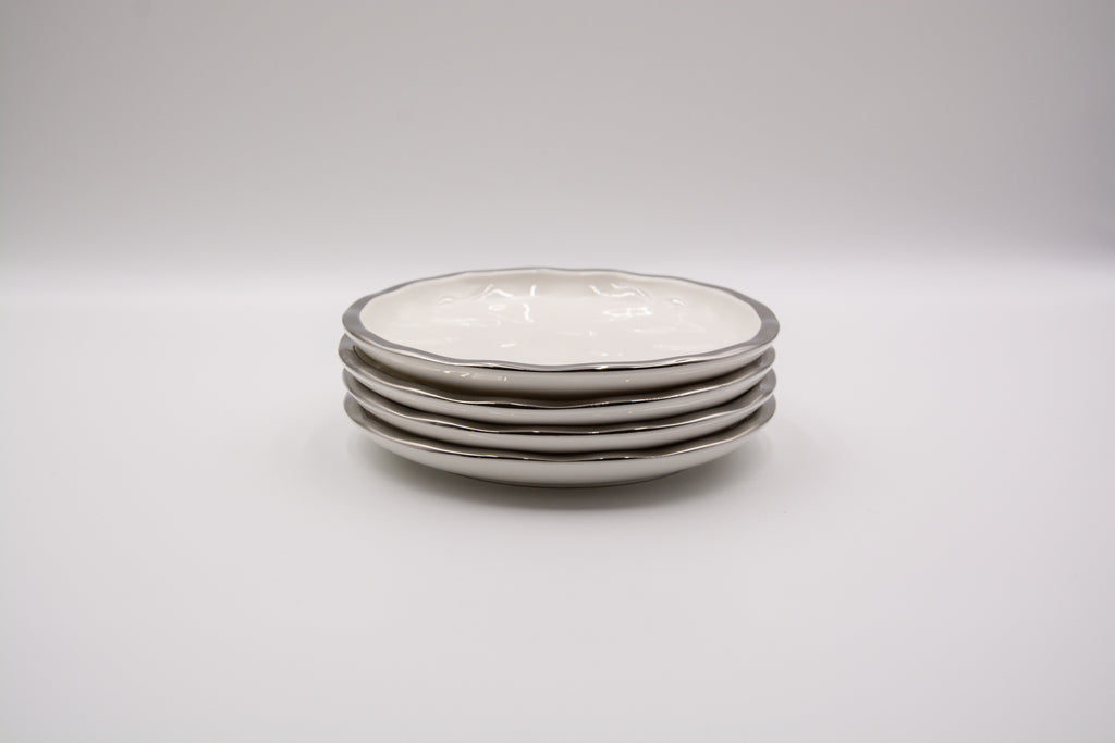 Silver Rim Textured Appetizer Plate