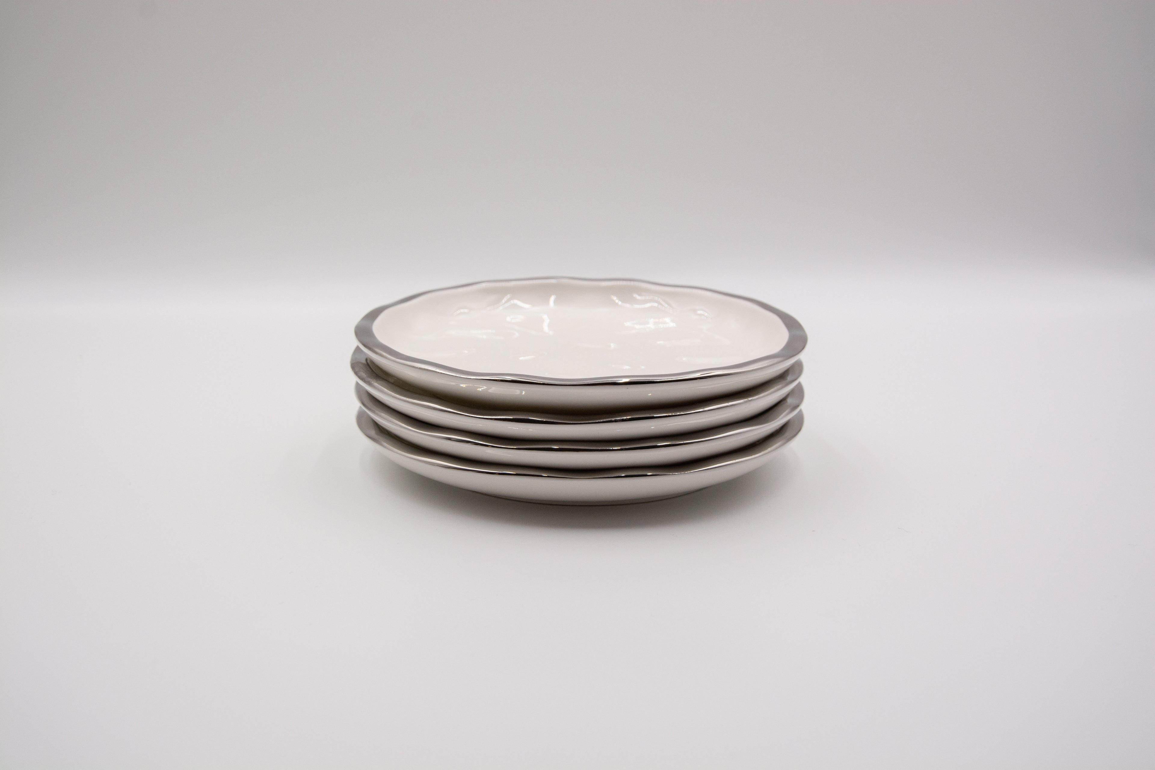 Silver Rim Textured Appetizer Plate