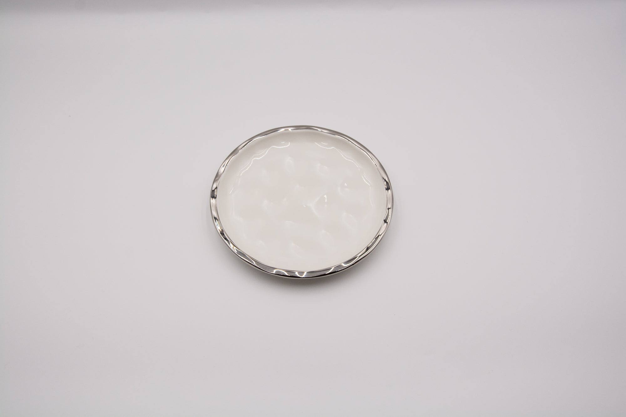 Silver Rim Textured Appetizer Plate