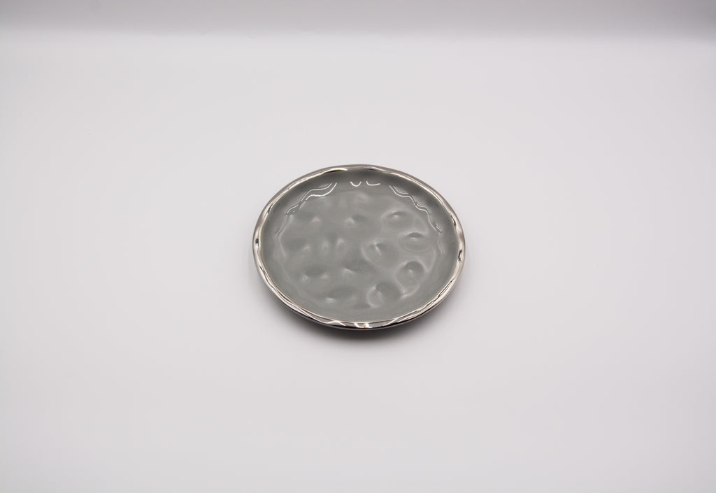 Silver Rim Textured Appetizer Plate