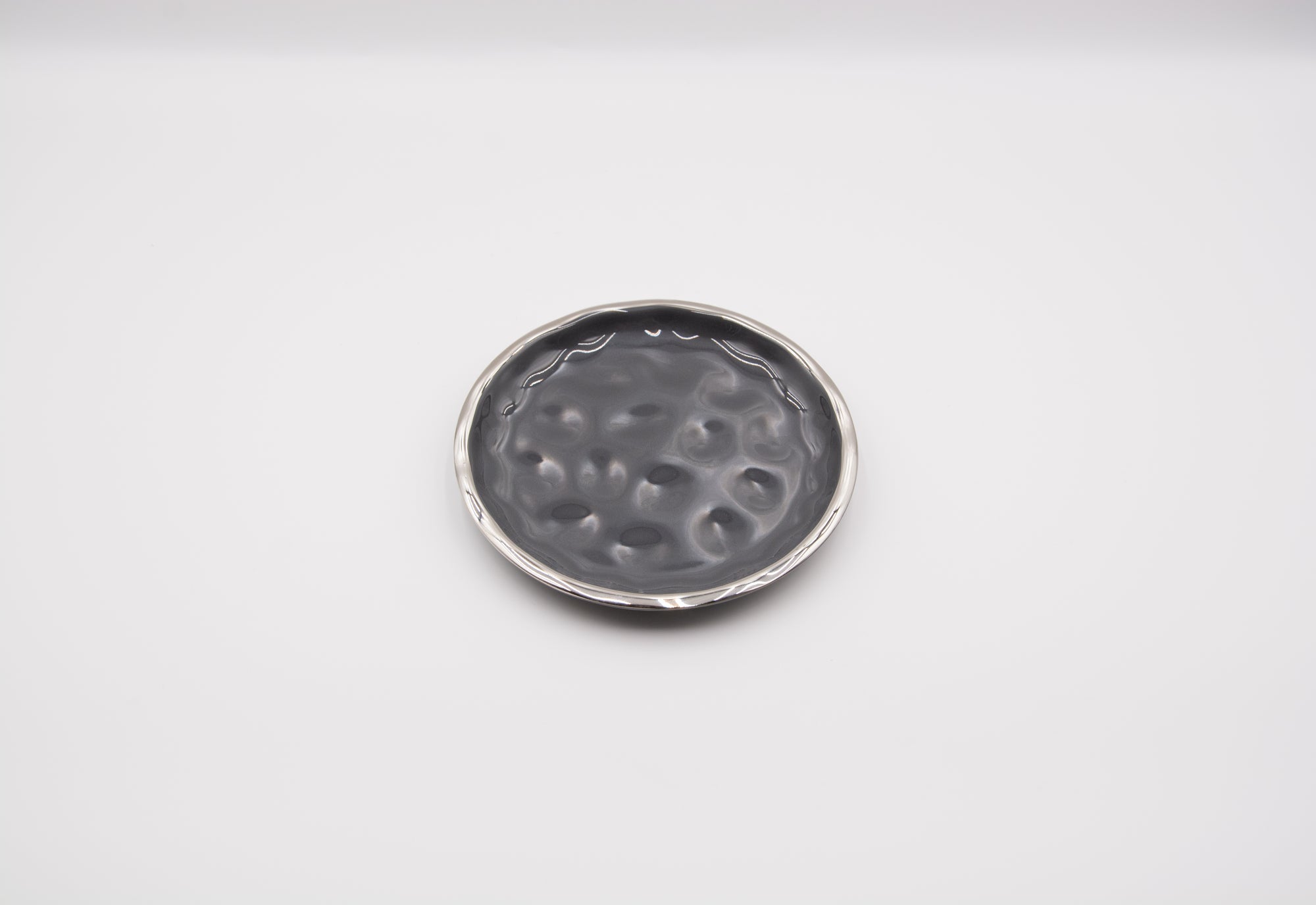 Silver Rim Textured Appetizer Plate