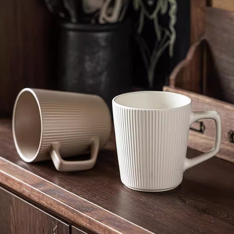Ribbed Ceramic Coffee Mug